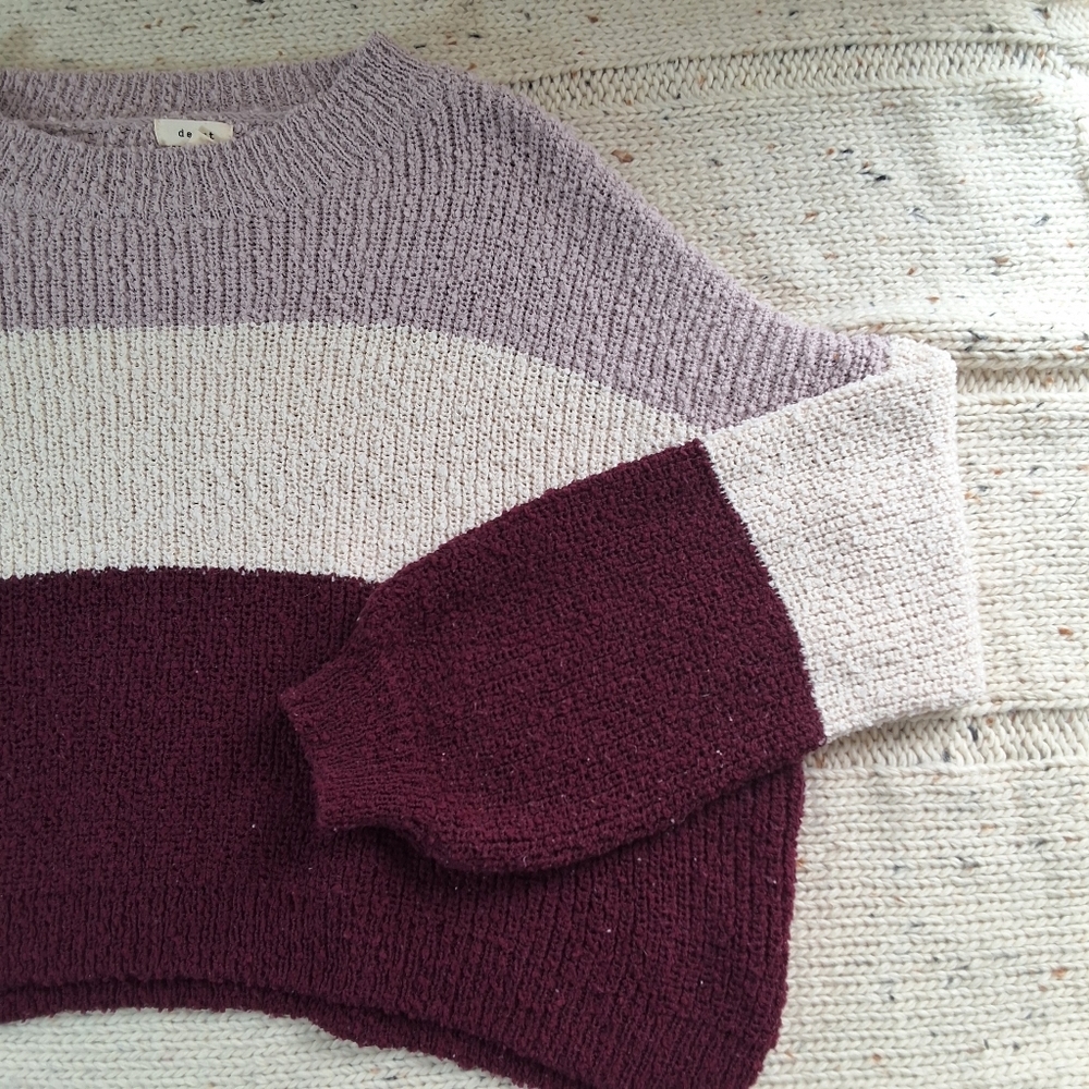Colorblock Sweater - Purple and Cream - Picture 4 of 8